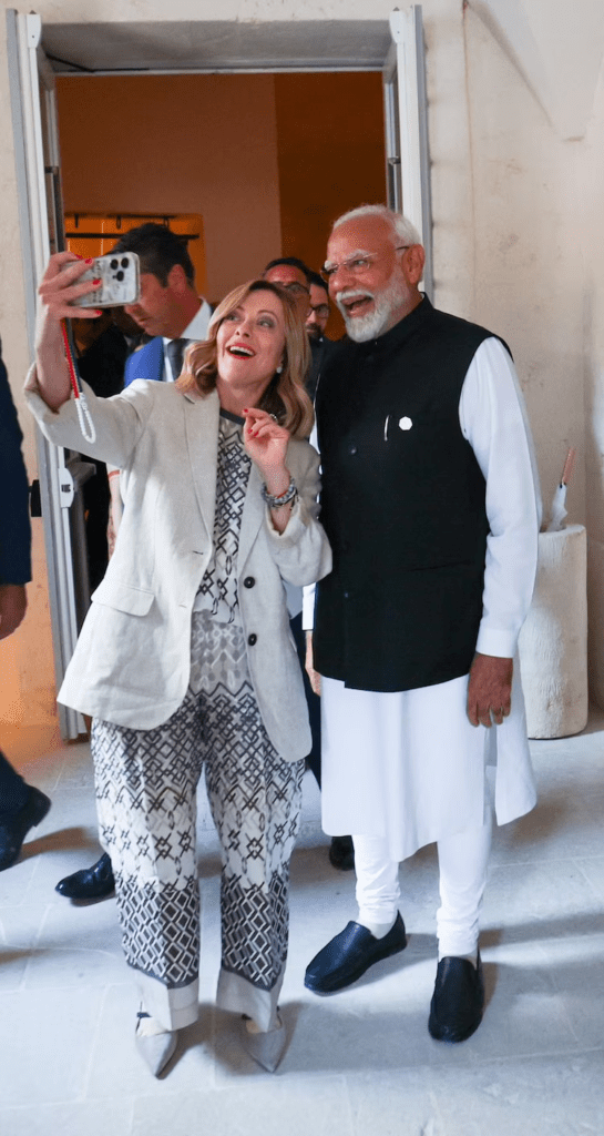 Giorgia Meloni and Indian Prime Minister Narendra Modi